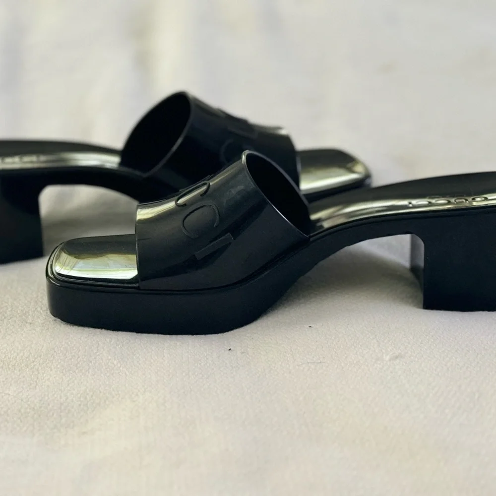 Gucci Black Patent Slide Sandals
